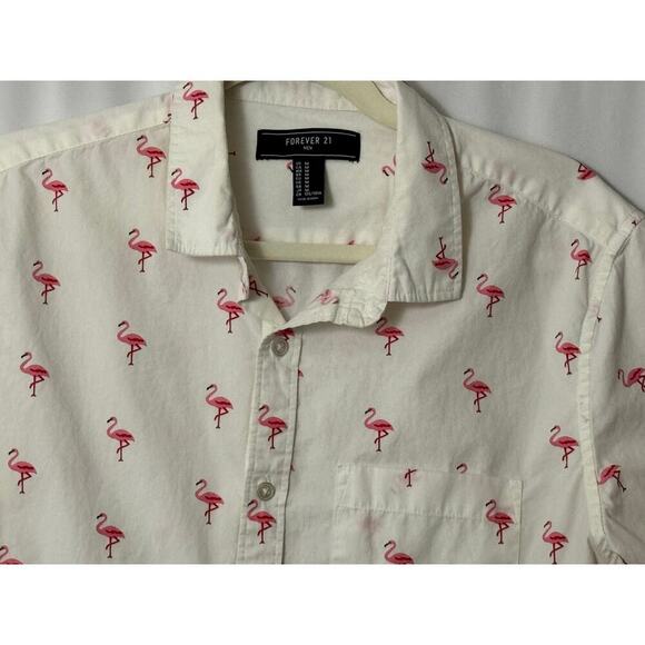 Forever 21 Men's Flamingo Print Button-Down - Summer Vibes - M - Picture 4 of 6